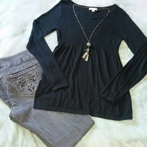 Black Knit Maternity Sweater with Empire Waist